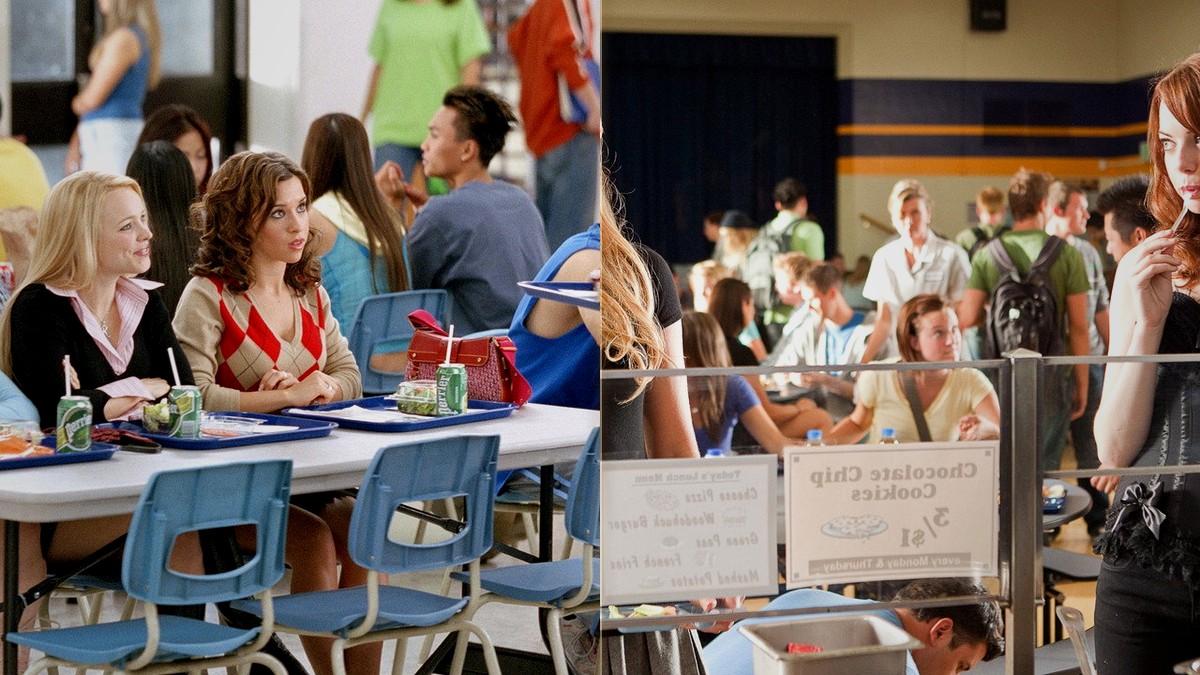 Mean Girls cafeteria scene alongside Easy A's Olive