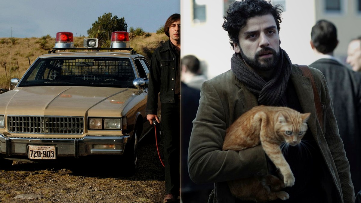 Javier Bardem in No Country for Old Men and Oscar Isaac in Inside Llewyn Davis