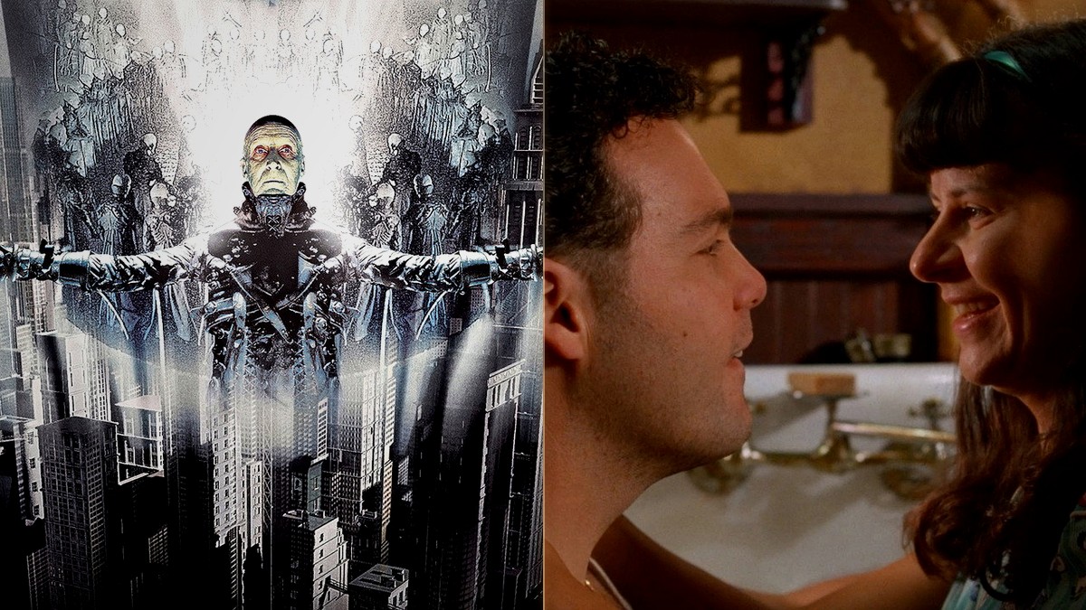 Dark City poster art and a quiet scene from Household Saints